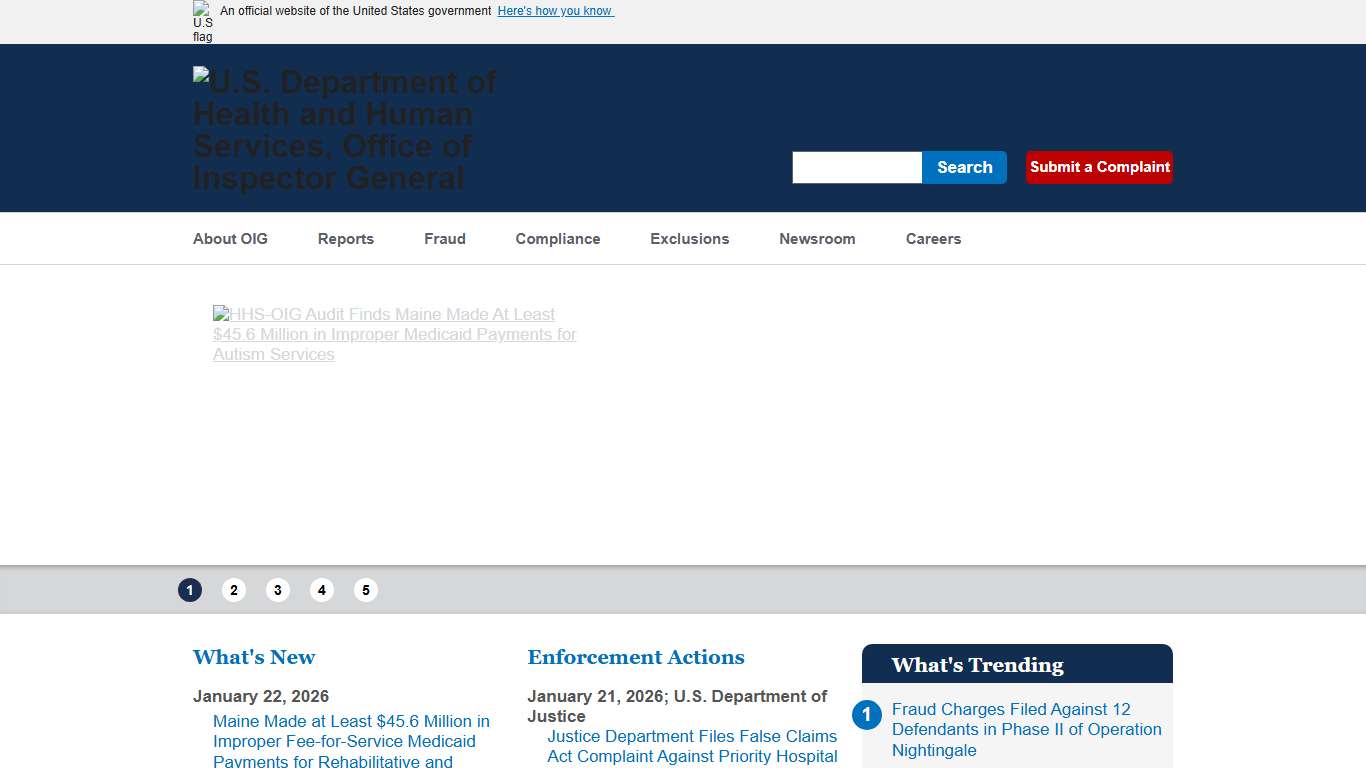 Office of Inspector General Government Oversight U.S. Department of Health and Human Services